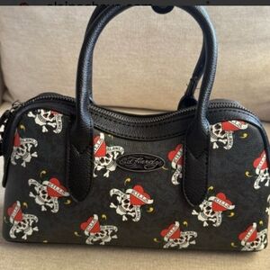 Ed Hardy Black Skull Print Women's Bag tattoo purse goth emo punk biker rocker